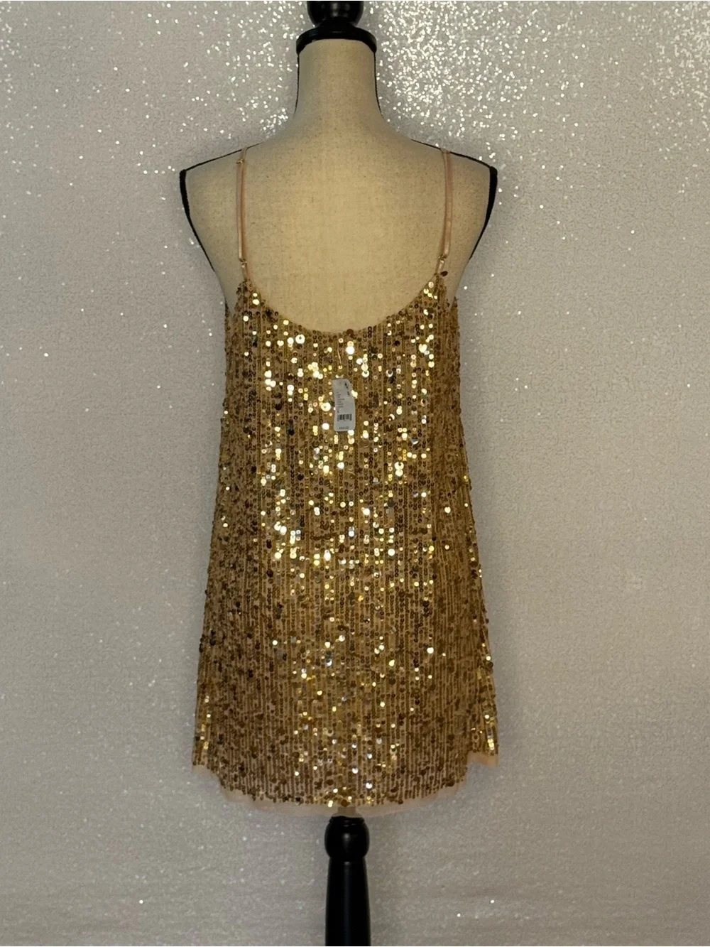 Free People Intimately Midnight Kiss Gold Sequin Mini Dress NWT Size M